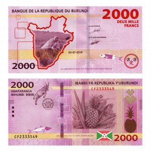К127 Бурунди 2000 франков 2015 год