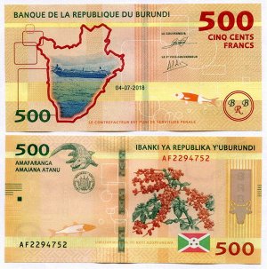 К126 Бурунди 500 франков 2015-2018 год