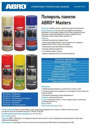 Полироль панели ароматизированная Masters Лимон 400мл DP-633-LE-L-RE  ABRO