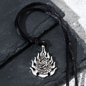 Кулон-амулет "Дракон" огненный, цвет чернёное серебро