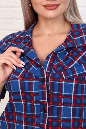 Халат - рубашка на пуговицах с карманами, синий (890-5)