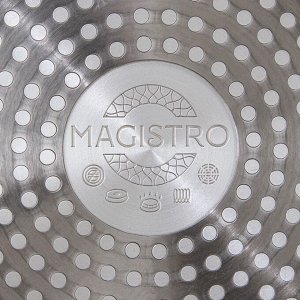 Сковорода кованая Magistro Natural, d=26 см, ручка soft-touch, антипригарное покрытие, индукция, цвет серый