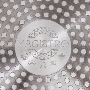 Сковорода кованая Magistro Natural, d=22 см, ручка soft-touch, антипригарное покрытие, индукция, цвет серый