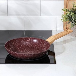 Сковорода Magistro Natural. Brown, d=24 см, кованый алюминий, ручка soft-touch, антипригарное покрытие, индукция, коричневая