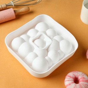 Форма силиконовая для выпечки и муссовых десертов KONFINETTA «Воздушные пузыри», 20?5,5 см, цвет белый