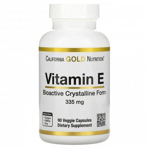 California Gold Nutrition, биоактивный витамин Е, 335 мг, 90 растительных капсул