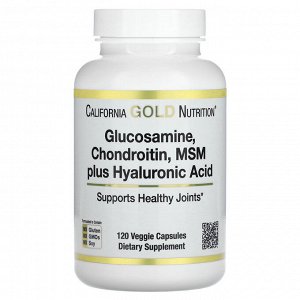 California Gold Nutrition, Глюкозамин, хондроитин и МСМ с гиалуроновой кислотой, 120 растительных капсул