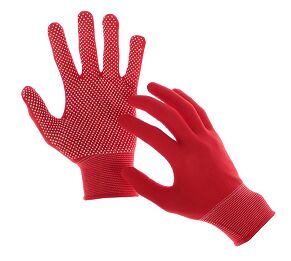 Перчатки нейлоновые Точка Красные Greengo (1уп/12пар) Арт-139620