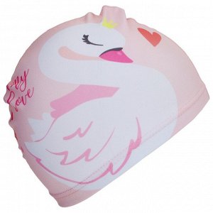 СИМА-ЛЕНД Шапочка для плавания детская «Лебедь», тканевая, обхват 46-52 см, цвет розовый