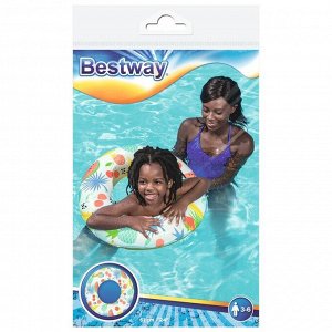 Круг для плавания Bestway «Тропики», надувной, d=61 см, от 3-6 лет, МИКС, 36014