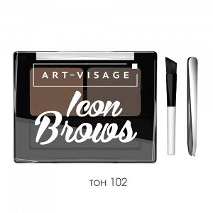 Тени двойные для бровей ICON BROWS №102 БРЮНЕТ (с пинцетом и кисточкой) 3,6г