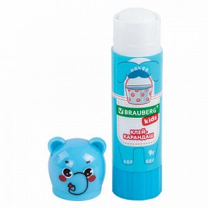 Клей-карандаш "Зверята: панда, слон, леопард", 9 г, фигурный колпачок, BRAUBERG KIDS, 271139