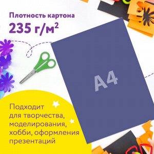 Картон цветной А4 МЕЛОВАННЫЙ (глянцевый), 12 листов 12 цветов, в папке, 200х290 мм