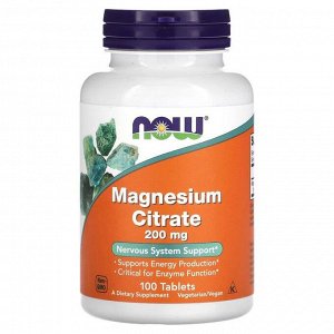 Магний NOW Magnesium Citrate 200мг - 100 таб.