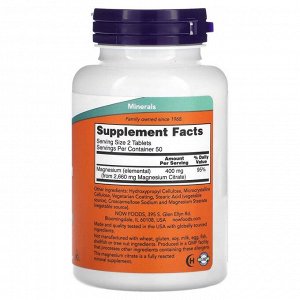 Магний NOW Magnesium Citrate 200мг - 100 таб.