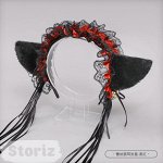 Ободок &quot;Lolita Neko&quot; черный с красной ленточкой