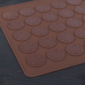 Силиконовый коврик для макаронс Доляна «Ронд», 29?26 см, цвет коричневый