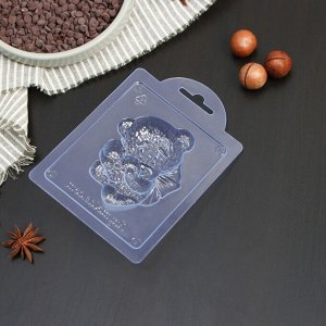 Форма для шоколада пластиковая «Плюшевый мишка с сердцем», 8,9?6,8?2,4 см, цвет прозрачный