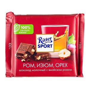 шоколад Риттер Спорт Ром, Изюм, Орех 100 г 1/12