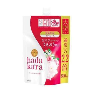 Увлажняющее жидкое мыло для тела "Hadakara" с ароматом изысканного цветочного букета (для нормальной кожи) 800 мл, мягкая упаковка с крышкой