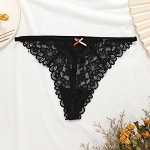 Женские кружевные трусики стринги, цвет черный