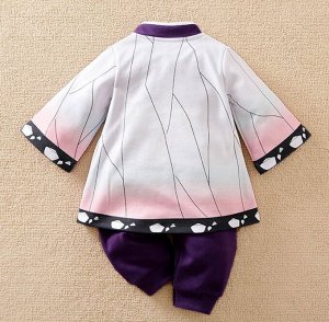 Детский комбинезон, с накидкой-кимоно, цвет фиолетовый/белый