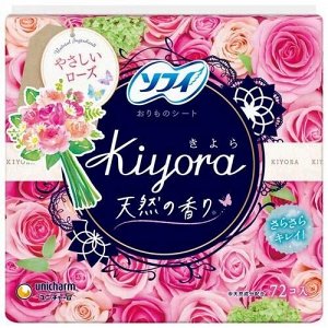Гигиенические прокладки 72 шт ежедневные 14см ультратонкие аромат роз Unicharm Kiyora