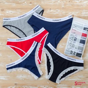 Набор женских трусиков TOPANTY 1006, FIT, 5 шт/уп, Color Mix