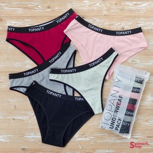 Набор женских трусов TOPANTY 1005, FIT, 5 шт/уп, Color Mix