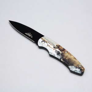 Нож складной "Медведь на охоте" 12,6см, клинок 70мм/2,3мм, в подарочной коробке