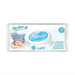 Smile Baby Влажные салфетки New Born с клапаном, 60 шт, Смайл