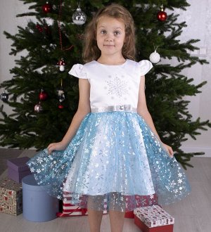 Платье для девочки Снежинка 5 голубое
