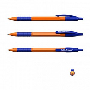 Набор ручек шариковых автоматических, 8 штук, ErichKrause R-301 Orange Matic&Grip, резиновый упор, узел 0.7 мм, цвет чернил синий