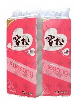 Туалетная бумага Xuesong XS-9105, 6ти слойная без втулки, 21 рулон по 8 метров, лист 115мм*110мм, Китай