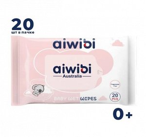 AIWIBI салфетки влажные детские очищающие для чувствительной кожи розовый 0+ 20шт