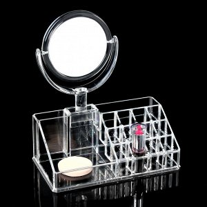 Органайзер для хранения косметики с зеркалом для макияжа Cosmetic Organizer