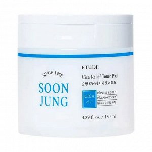 Успокаивающие тонер-пэды с центеллой Soon.Jung Relief Cica Toner Pad 130 мл (70 шт)