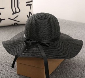 Шляпа соломенная не мнущиеся с декор. лентой, черный