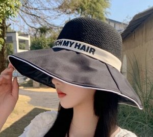Шляпа льняная комбинированная, черный