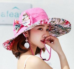 Шляпа текстильная двусторонняя с декор. бантом, розовый