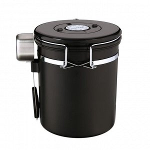 Герметичный контейнер для хранения молотого кофе и кофейных зерен, 1.5 л, 12х12 см, черный