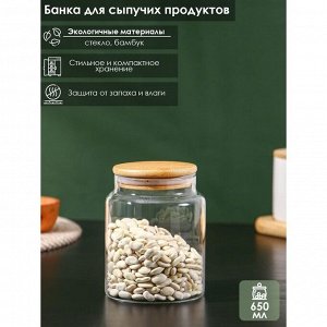 Банка стеклянная для сыпучих продуктов «Эко», 650 мл, 10?12,5 см