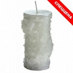 Свеча-пенек &quot;Розочки и жемчуг&quot;, белая, 9,5 см РАСПРОДАЖА
