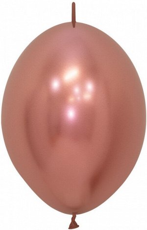 S Шар линколун 12"/30 см, зеркальные, золото розовое рефлекс/Reflex Rose Gold