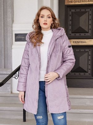 Женская зимняя куртка с капюшоном, комбинированная искусственным мехом, цвет СВЕТЛО-ФИОЛЕТОВЫЙ