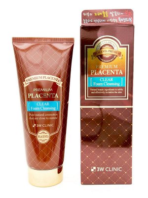 3W Очищ. пенка для лица с плацентой Premium Placenta clear Foam Cleansing 180мл