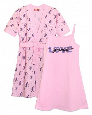 Комплект для девочки (сорочка+халат) 91215