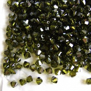 Биконусы 4мм Сваровски Olivine