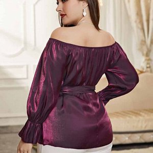 Женская блуза с поясом, цвет темно-розовый
