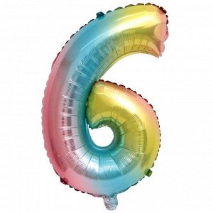 Фольгированный шар-цифра "6" радужный